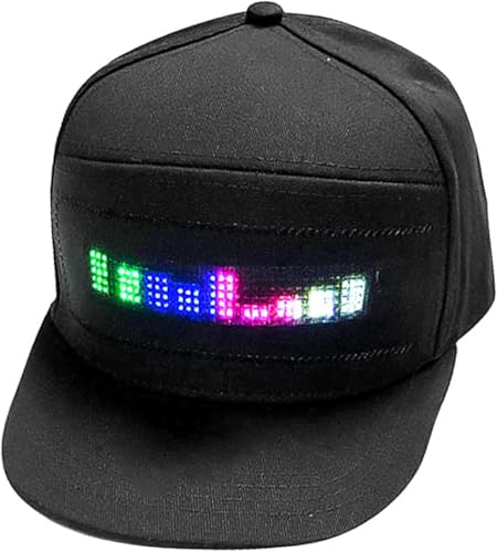 Casquette LED Programmable, Chapeau LED Coloré Modifiable, Casquette Personnalisée Bluetooth, Contrôle par Application, Colorée Personnalisable pour...