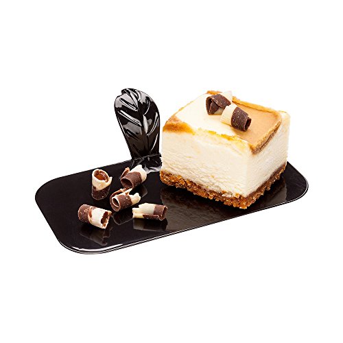Restaurantware 4 x 2.2 x 1 Inch Rectangle Appetizer Plates 25 Disposable Pastry Plates - Built-In Handle Premium Black Plastic Dessert Plates with Handle Serve Appetizers Or Desserts