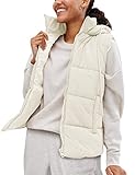 EsheSy Women's Puffer Vest with Removable Hood Sleeveless Full Zip Quilted Down Jacket(Beige-Medium-new1)