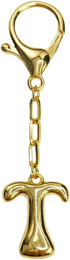 jtkdxqs Gold Plated Letter Keychain Accessories Bubble Initial Key Ring for Women Purses Backpack Charms