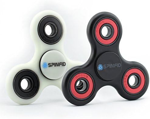 Spinfid EDC Fidget Spinner PREMIUM Quality Durable ABS Frame / NON 3D Printed / Ceramic Bearing for Long Spin Times, NEW 2017 Tri Spinner Ultra Smooth Surface Finish - 2 PACK (1 Black & 1 White)