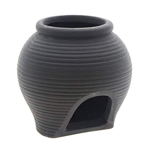 Ceramic Jar Aquarium Decorations Fish Tank Cave Breeding Cones Cave Fish Tank Ornaments for Amano Shrimp Cichlid Bonsai to Play, Hide and Rest - Black
