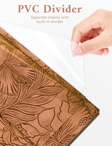 Image of Zreal Checkbook Cover for Men & Women Snakeskin Pattern, Vintage Brown, 7.0 x 3.5 x 0.35 inches, Minimalist