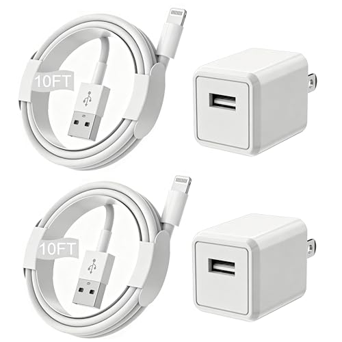 iPhone Charger,Extra Long 2 Pack 10FT Lightning Cable Cube i Phone 12 Charger Charging Transfer Cord...