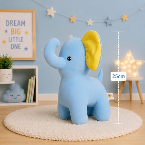 Image of Adorable Blue Elephant Plush Toy, Soft Stuffed Animal for Children, Toddlers and Adults
