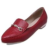 Anlass: Casual. Kleid. WIKAI Frauen Heels Komfort Kunstleder Frühling Sommer Leger Tragekomfort Schnalle Ferse Rubin Schwarz Weiß 1 in-1 3/4 in, Ruby, Us5.5/EU36/UK3.5/CN 35