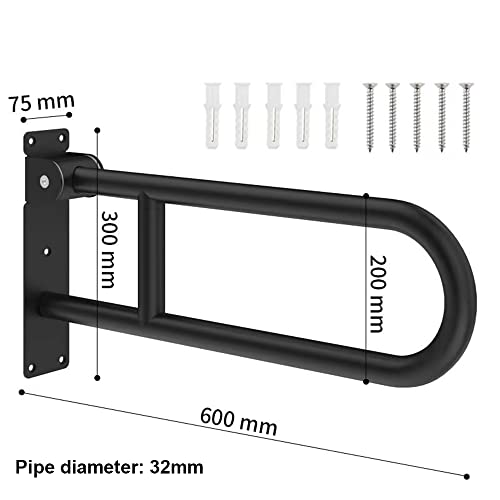 Maniglione pieghevole antistatico per anziani, 60 cm, supporto da parete per uso sicuro in bagno e WC, corrimano di sicurezza antiscivolo per anziani