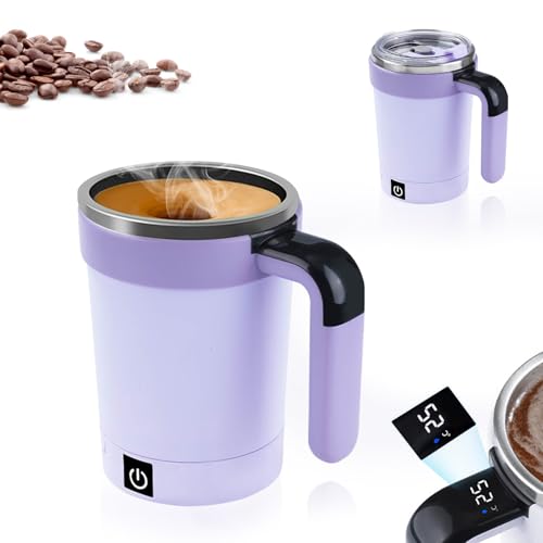 Vaso mezclador eléctrico automático, 380 ml, taza con indicador de temperatura LED, portátil y...