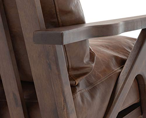 Zhenghao Brown Pu Leather Accent Chair, Mid Century Retro Armchair Reading Chair For Small Space, Wood Frame Comfy Arm Chair For Living Room Bedroom Fireplace (Brown) #TOP5