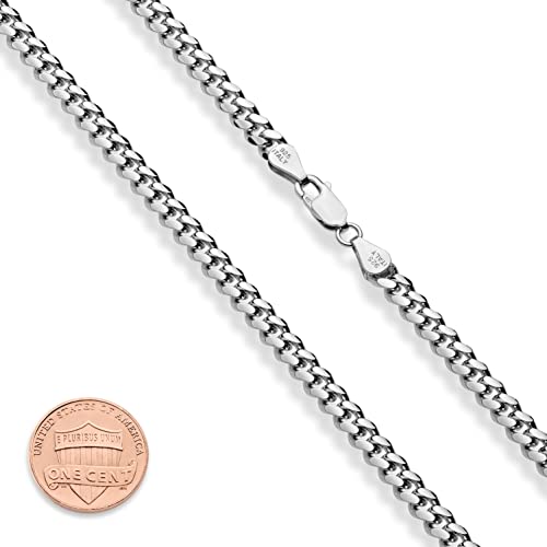 Miabella Italian Heavy 925 Sterling Silver Thick 3.2mm, 5mm, 7mm Curb Cuban Link Chain Necklace for Men Made in Italy2