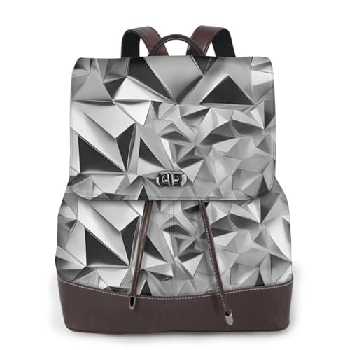 Sac à dos en cuir femme imprimé géométrique argenté noir taille unique pour le quotidien