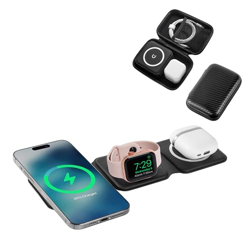 Station de charge magnétique 3 en 1 pliable avec adaptateur 35W pour charger l'iPhone 12