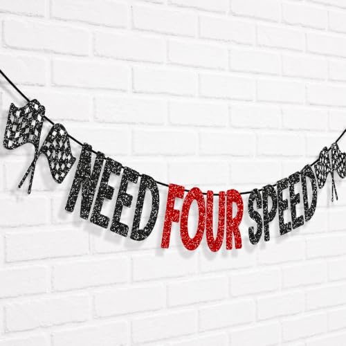 Glitter Need Four Speed Banner Race Car 4th Birthday Party 4th Birthday Party Decorations Race Car Banner Party Decoration