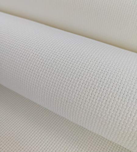 Image of KCS 16CT Counted Cotton Cross Stitch Aida Cloth Fabric (White, 19 inch x 28 inch)