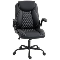 HOMCOM Executive Office Chair with Flip-Up Armrests for Home Black