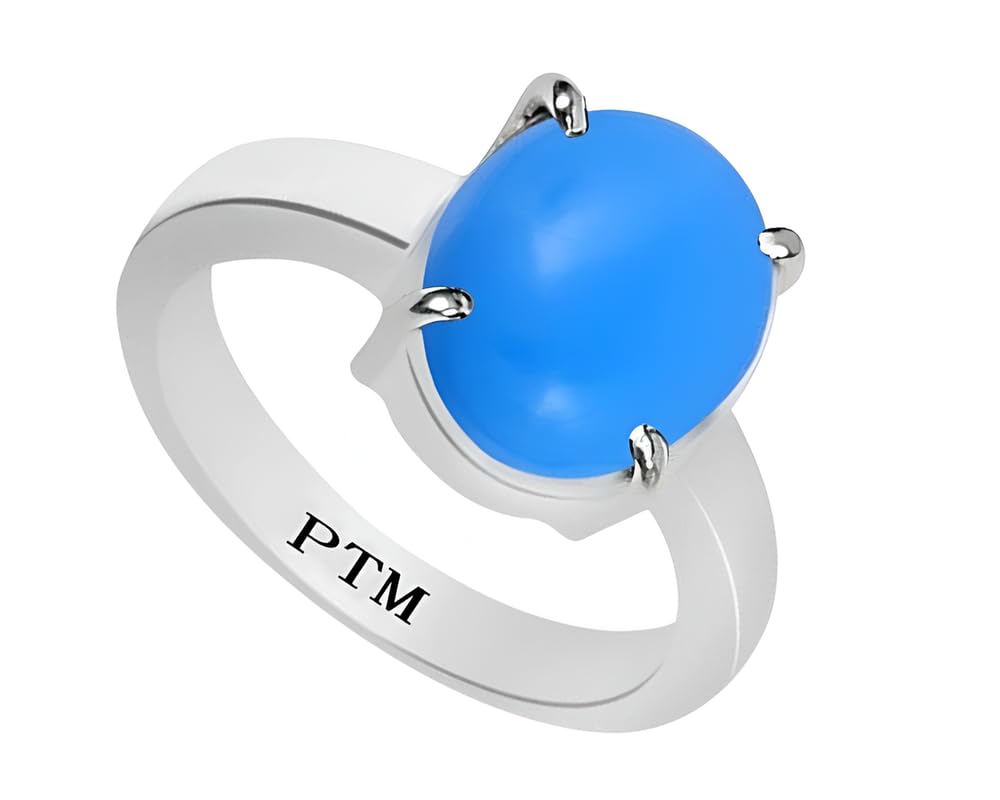 PTM 925 Sterling Silver Firoza/Turquoise 3.25 to 10.25 Ratti or 3.00 to 9.50 carat Natural Gemstone Bis Hallmark Ring for Men & Women