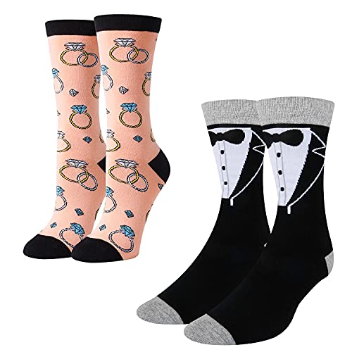 HAPPYPOP Bride Groom Matching Socks for Couples Wedding Couples Socks, Couple Engagement Wedding Bride To Be Gifts For Her