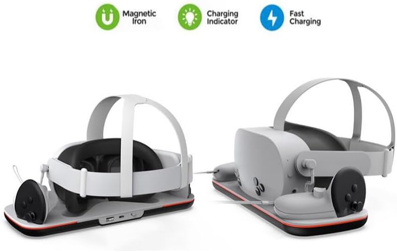 Coyktonty Charging Dock for Meta Quest 3S/Meta Quest 3 VR Headset & Controllers, Support PD Fast Charging,with 2 Rechargeable Batteries, Type-C Cable