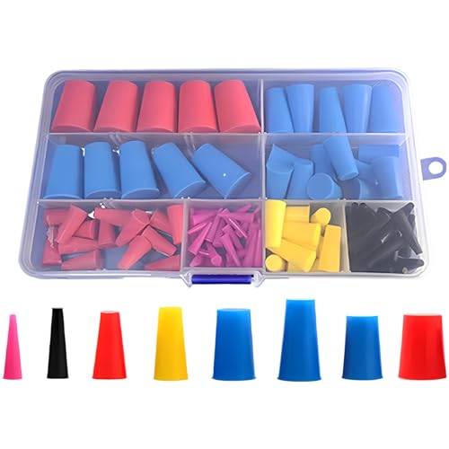 boxoon 110 Pcs Hole Plugs Kit With Storage Case, Silicone Rubber Tapered Stoppers For Electroplating And Painting, Assorted Sizes And Colors, High-Temp Resistant