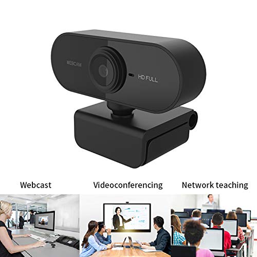 Blusea Full HD 1080P Webcam, mini câmera de computador USB microfone embutido, rotável flexível, par