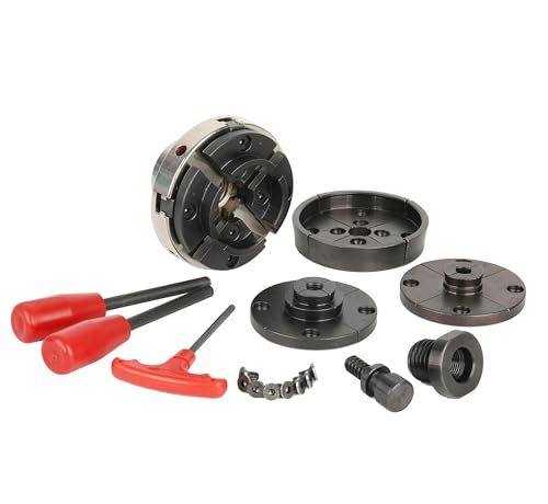 VINWOX SCR4-4NV-SET 4' Wood Lathe Scroll Chuck Set, 4-Jaw Self-Centering Chuck-Set, with Nickle...