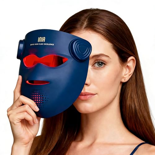 INIA Glow 4D Wireless Red Light Therapy Mask for face – Dual NIR,...