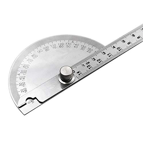 MQPALZKD Stainless Steel Round 180 degree Protractor Angle Finder Measuring Ruler Machinist Tool 10cm Ruler