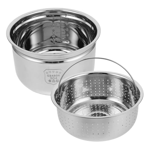 Zerodeko 1 Juego Olla Interior Inoxidable con Canasta de Vapor para Cocedor Eléctrico para Arroz y Controlar Azúcares