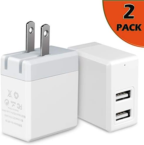 USB Wall Charger, Charger Adapter, EldHus 2-Pack 2.1Amp Dual Port Quick Charger Plug Cube Replacement for iPhone 7/6S/6S Plus/6 Plus/6/5S/5, Samsung Galaxy S7/S6/S5 Edge, LG, HTC, Huawei, Moto, Kindl