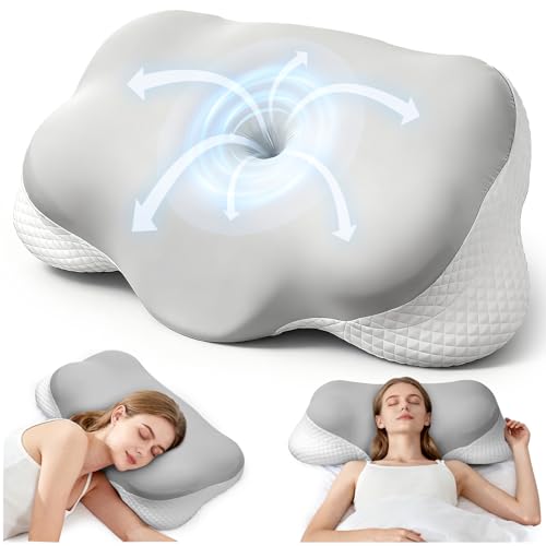 Ecliptron Memory Foam Kissen, Seitenschläferkissen, Atmungsaktives Nackenstützkissen mit Abnehmbarem Bezug, Ergonomisches Nackenkissen Kopfkissen für Seiten, Rücken und Bauchschläfer (Grau)