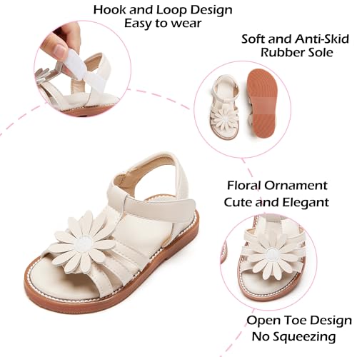 Image of PHIRAMIN Toddler Girl Sandals - Flower Girl Dress Shoes Open Toe Little Kid Flats