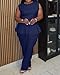 Women's Plus Size 2 Piece Pants Outfits Sleeveless Vest Wide Leg Pantsuit 2026 Dressy Casual Work Sets Navy Blue 3X