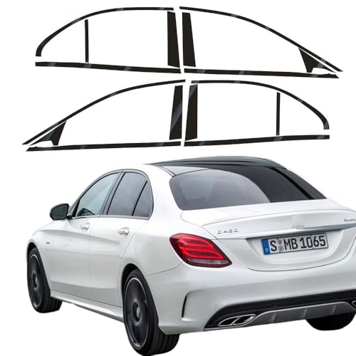UYITO Window Trim Chrome Delete Blackout Overlay Pre-Cut Genuine Vinyl for Mercedes Benz C Class W205 2014-2022 Glossy Black Pattern