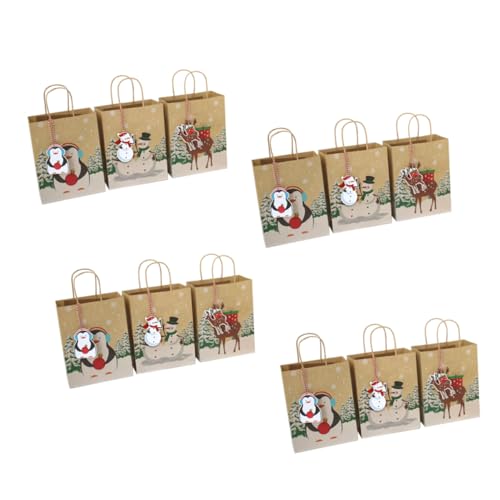 Sacs en papier kraft à fond carré Noël pour emballer sans déchirer