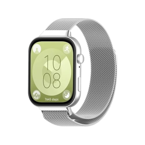 [LOKLNEYK] �ɓK������Huawei Watch FIT 4 pro-Fit 4/ Fit 3�o���h�p�~���l�[�[�X�e�����X�X�`�[�����[�v�o���h�A�N�Z�T���[(Silver,For huawei Fit 3)