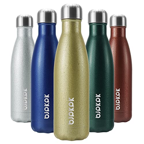 Image of BJPKPK Insulated Water Bottles 17oz,Leak Proof Stainless Steel Water Bottle Keeps Cold for 24 Hours and Hot for 12 Hours, BPA Free,Gold