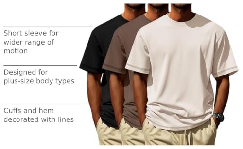 Image of Neer 3 Pack Big and Tall T-Shirts for Men L-7xl Tops