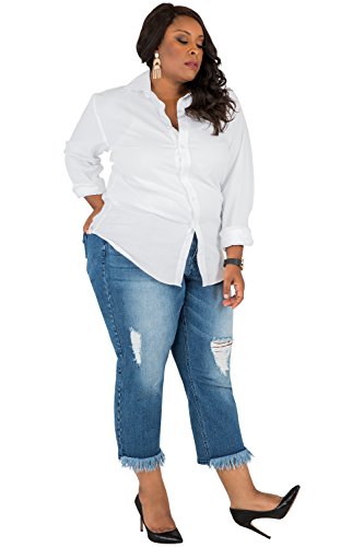 Poetic Justice Women's Plus Size Curvy Fit Stretch Denim Cropped Ankle Jeans4