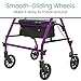 Vive Mobility Steel Rollator Walker with Seat - Foldable, Narrow, Rolling Senior Walker for Small Spaces - 4 Wheel Lightweight Adult Easy Drive with Underseat Storage, Adjustable Height (Purple)