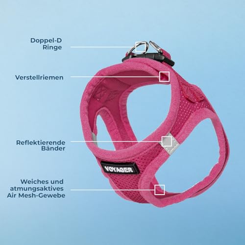 Voyager Step-In Air Hundegeschirr by Best Pet Supplies - All Weather Mesh Step in Vest Harness für kleine und mittlere Hunde, Fuchsia, size S - Brust 37-40 cm