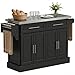 HOMCOM Portable Multi-Storage Rolling Kitchen Island Storage Cart with Stainless Steel Top, Black