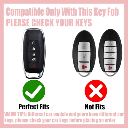 Rayslesan Key Fob Cover with Leather Holder Compatible with Airtag/RFID,Compatible with Nissan Pathfinder Rogue Kicks 2023 2024,RFID Protector,Car Key Accessories(5-Button, Gold Pink) by Rayslesan - Used condition - Image 2