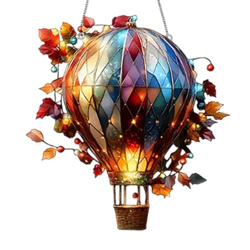 2026 2D acrilico mongolfiera decorazione da parete con luci LED tremolanti per giardino, terrazza, casa di campagna elegante illuminazione esterna (D, B)