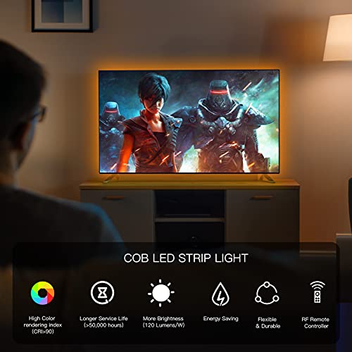 Ocona Cob Led Light Strips,16.4Ft/5M Ultra Bright(480Leds/M) Flexible Led Strip Lights With Rf Remote And 12V Power Supply,Cri 90, Led Lights For Bedroom, Tv Backlight, Kitchen, Bar #TOP1