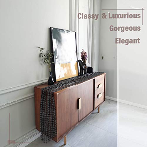 Valea Home Table Runners 12 X 72 Inch Sparkle Clover Table Runner For Dining Room Dresser Halloween Unique Party Decorations, Black #TOP1