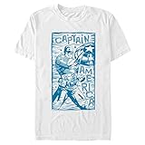 Marvel Men's Big & Tall Captain America Stencil Blue, White, 4X-Large