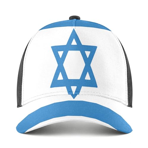 Gorra de béisbol negra sólida unisex con bandera de Israel bordada y paneles transpirables 2