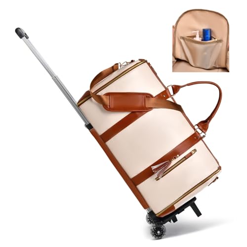 Styleushaven Foldable Travel Bag 2.0, Styleushaven Travel Bag with Wheels, Large Capacity, Easy to Use (Beige,Upgraded)