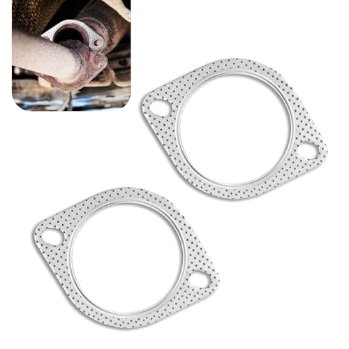 Image of Eratus 2 PCS Car Exhaust Pipe Interface Gasket, 5.33 inch Length 3.92 inch Width 3.05 inch ID Dual Hole Tinplate Graphite Dual Hole High Temperature High Pressure Flange Gasket, for Most Car Models (Silver)