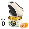 CIRCLE JOY Rechargeable Electric Can Opener, One-Touch Automatic Can Opening with Lid Remover & Smooth Edge Cutting, Food-Safe, Easy to Use for Seniors and Arthritis, Black White